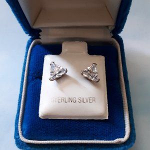 Earrings - Trillian Cut CZ - Sterling Silver  studs for pierced ears - NEW